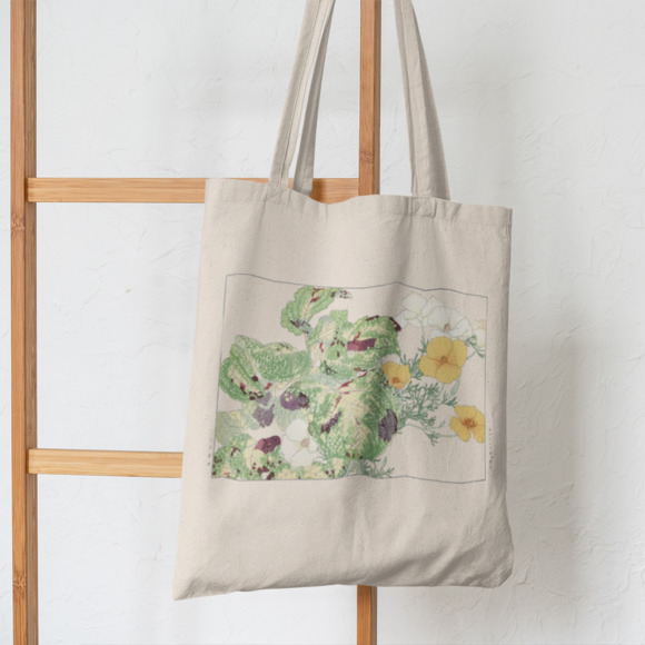 Japanese Coleus & Poppy Flower Tote Bag - Picture 5 of 5